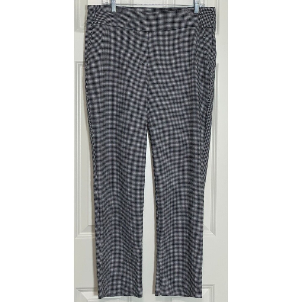 Hilary Radley Black White Houndstooth Stretch Pull On Dress Pants L Work Career